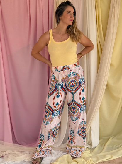 PANTALON FLORA BLEU FONCEE