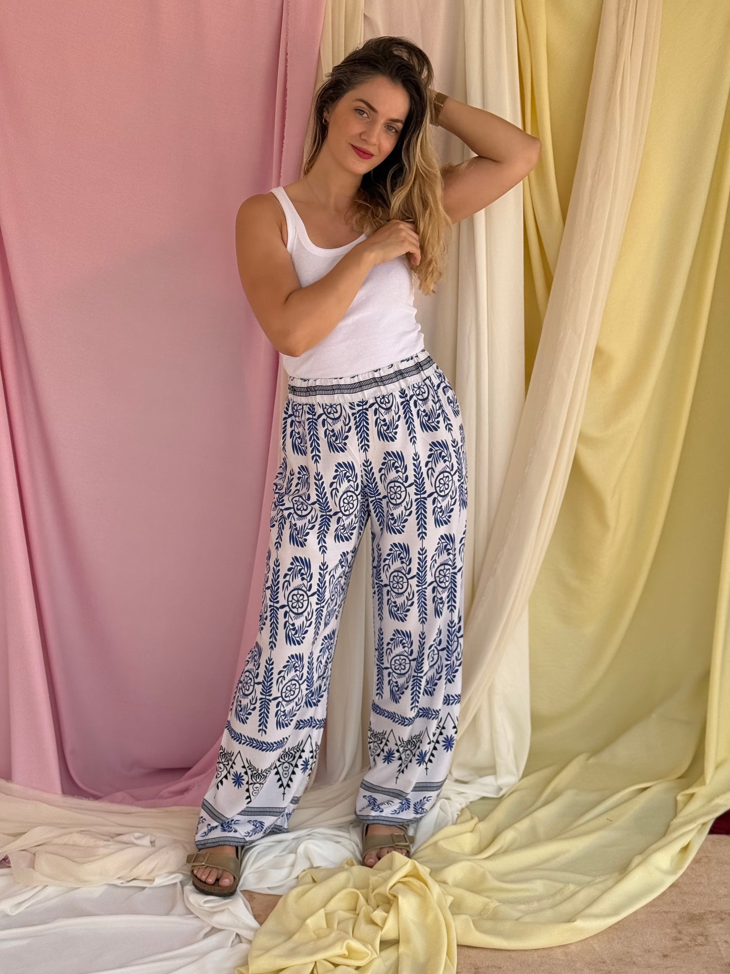 PANTALON OLIVE BLEU FONCEE