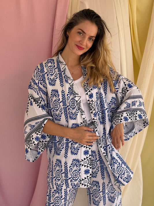 ENSEMBLE OLIVE BLEU FONCEE