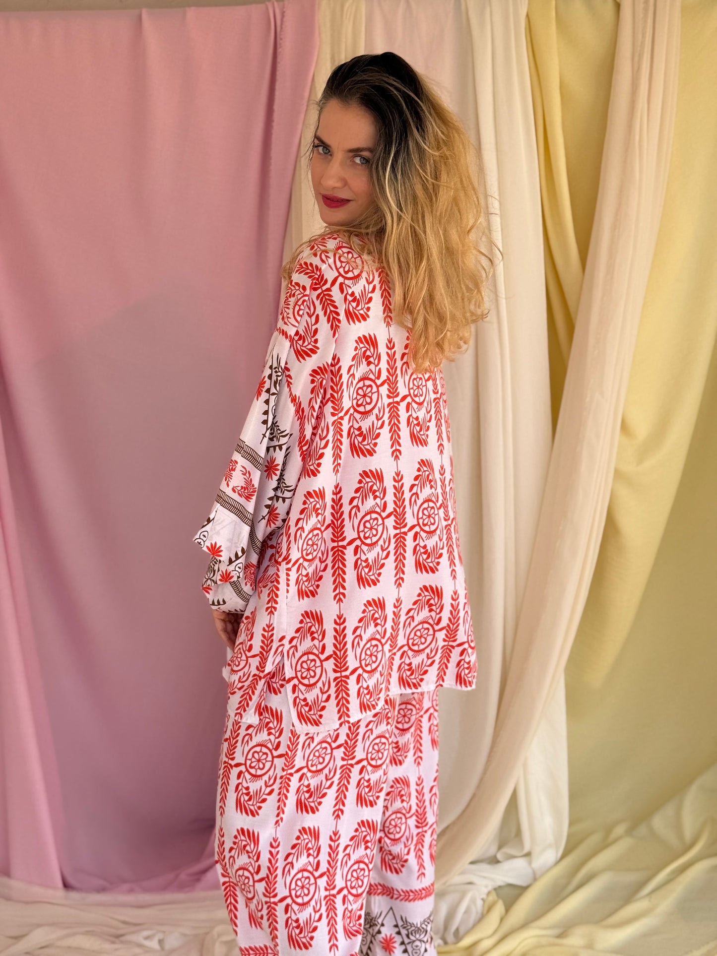 KIMONO OLIVE ROUGE