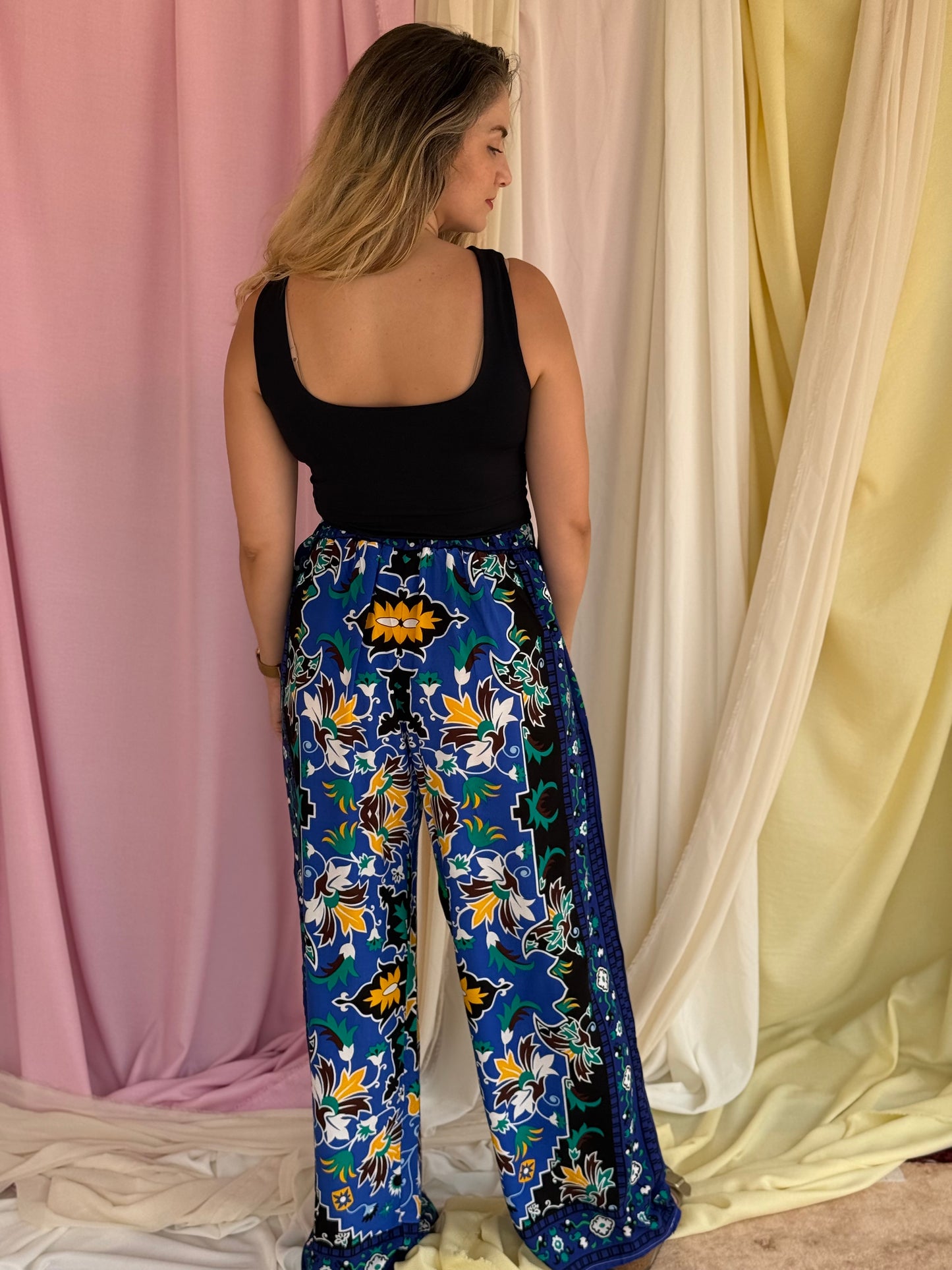 PANTALON MOSAIQUE BLEU ROI