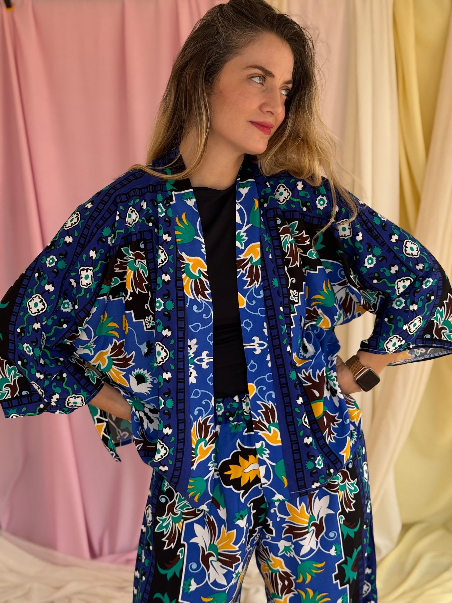 KIMONO MOSAIQUE BLEU ROI