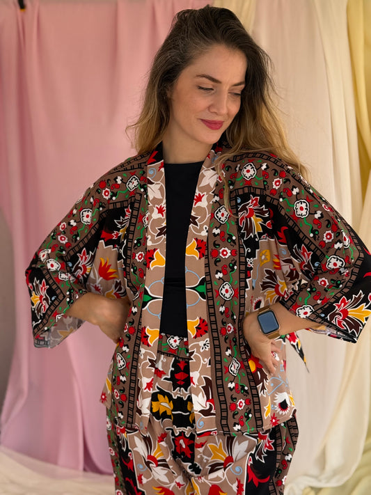 KIMONO MOSAIQUE MARRON