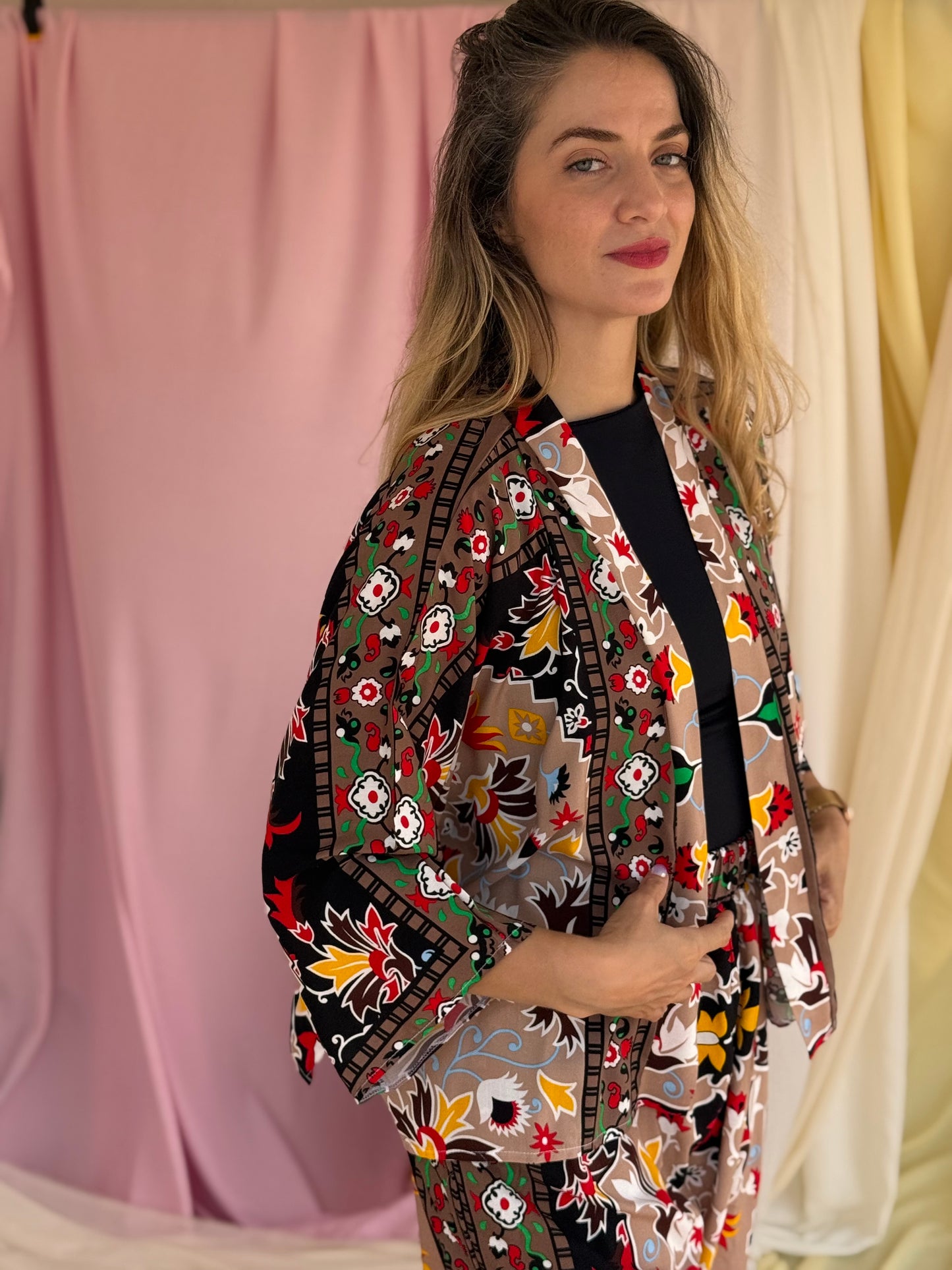 KIMONO MOSAIQUE MARRON