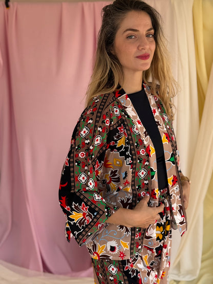 KIMONO MOSAIQUE MARRON