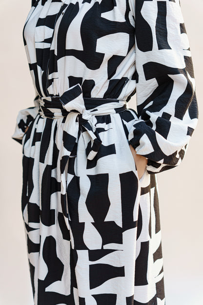 ROBE LONGUE EN JACQUARD NOIR