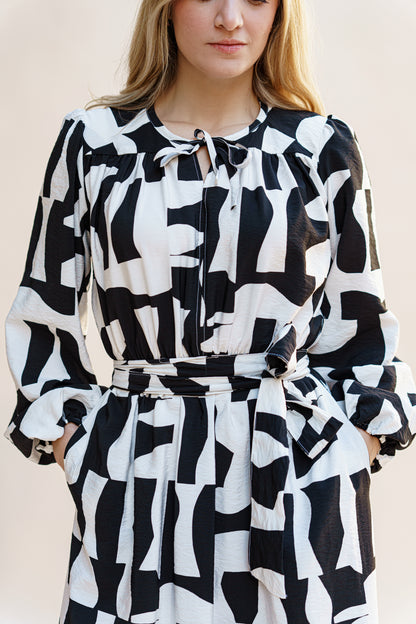 ROBE LONGUE EN JACQUARD NOIR