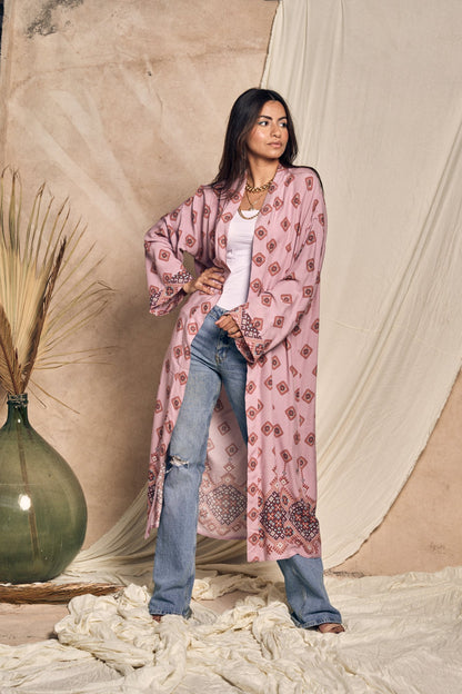 KIMONO LOSANGES ROSE
