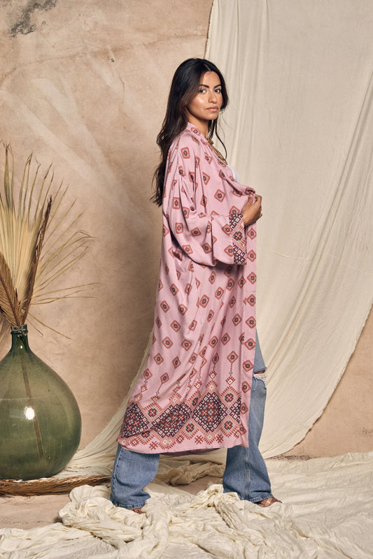 KIMONO LOSANGES ROSE