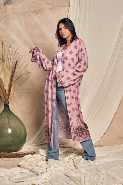 KIMONO LOSANGES ROSE