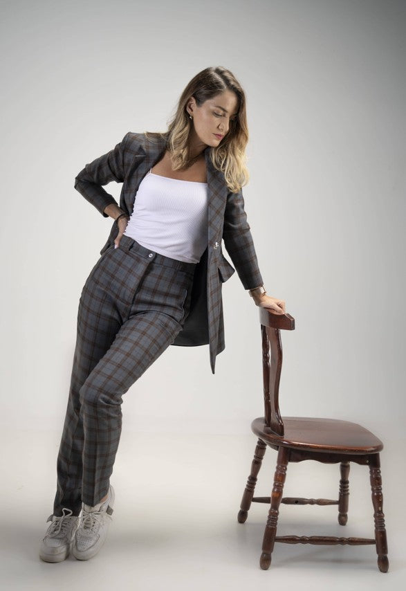PANTALON HIVER A CARREAUX GRIS