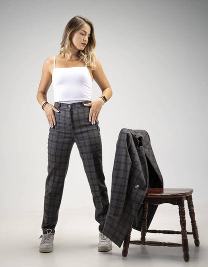 PANTALON HIVER A CARREAUX GRIS