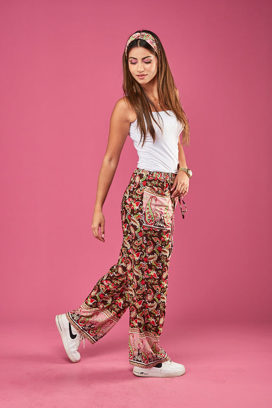 PANTALON FLUIDE A FLEURS