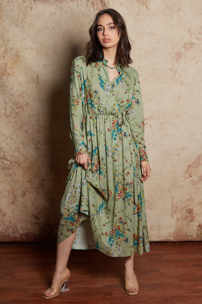 ROBE A FLEURS MANCHES LONGUES