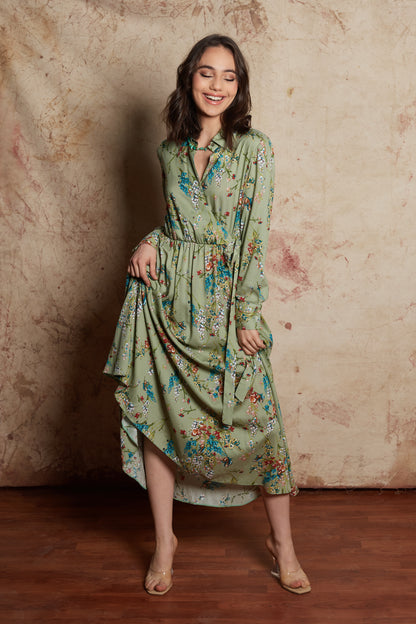 ROBE A FLEURS MANCHES LONGUES