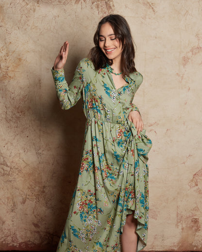 ROBE A FLEURS MANCHES LONGUES
