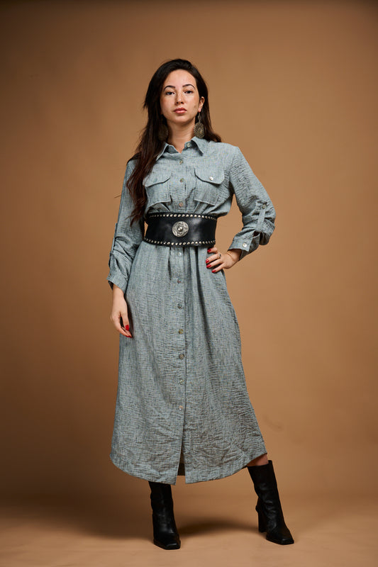 ROBE EN LIN CORDON