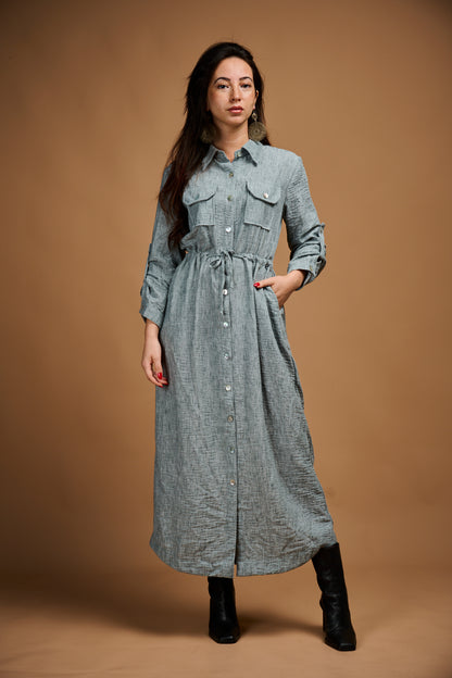 ROBE EN LIN CORDON