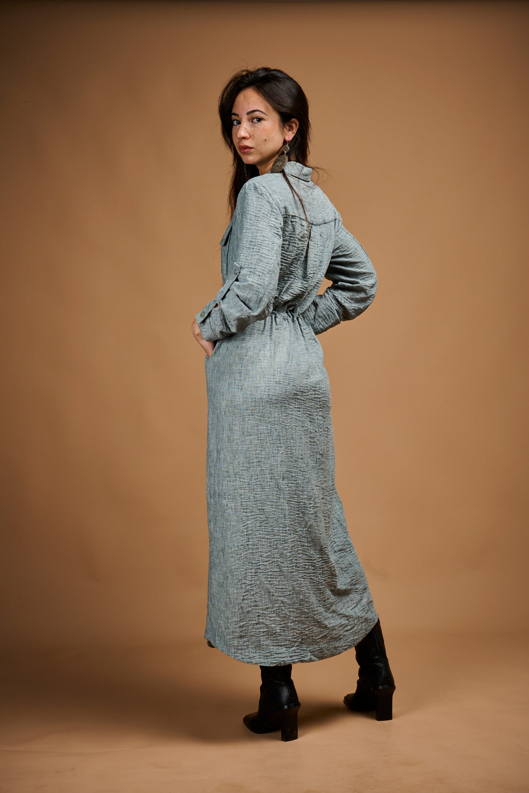 ROBE EN LIN CORDON