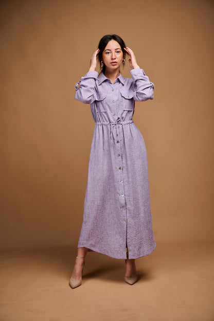 ROBE EN LIN CORDON