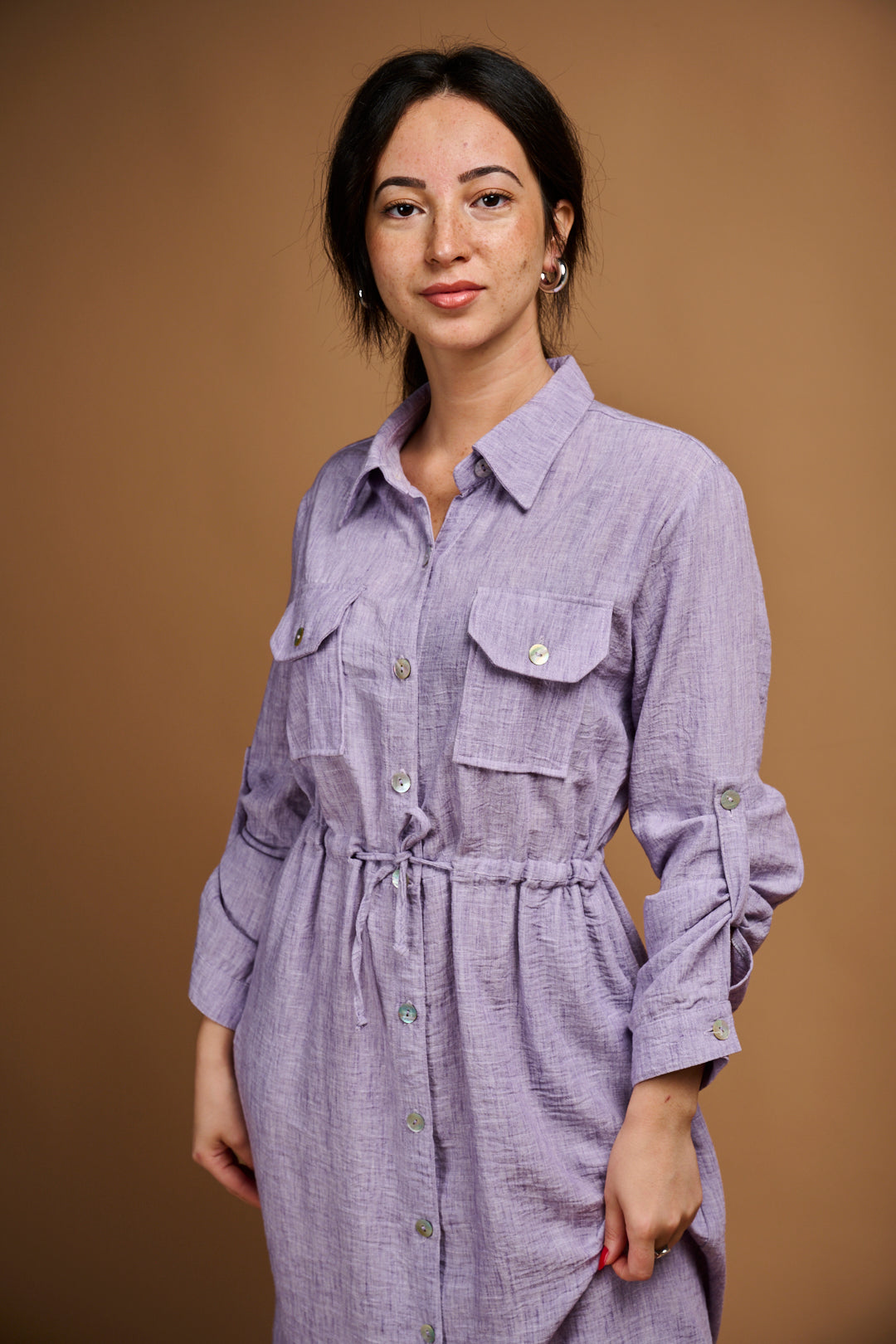 ROBE EN LIN CORDON