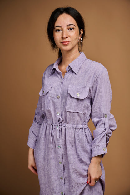 ROBE EN LIN CORDON