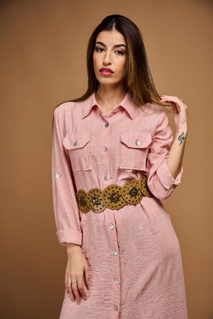 ROBE EN LIN CORDON