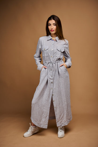 ROBE EN LIN CORDON
