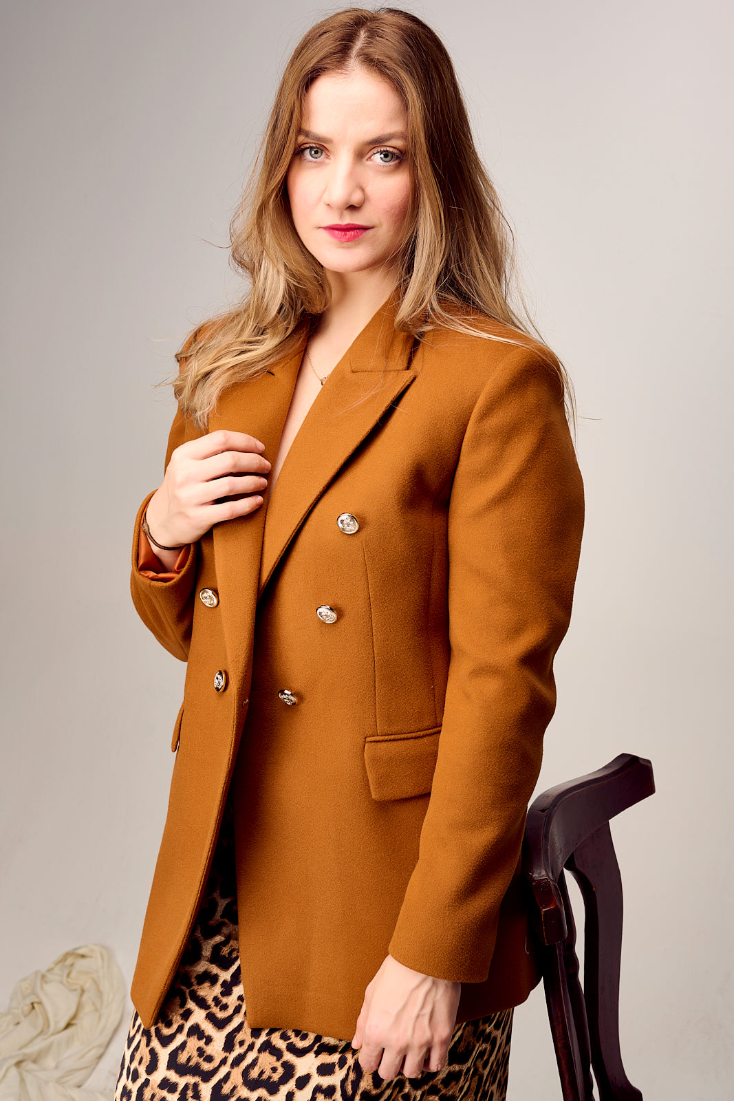 VESTE BOUTONS DORE MARRON