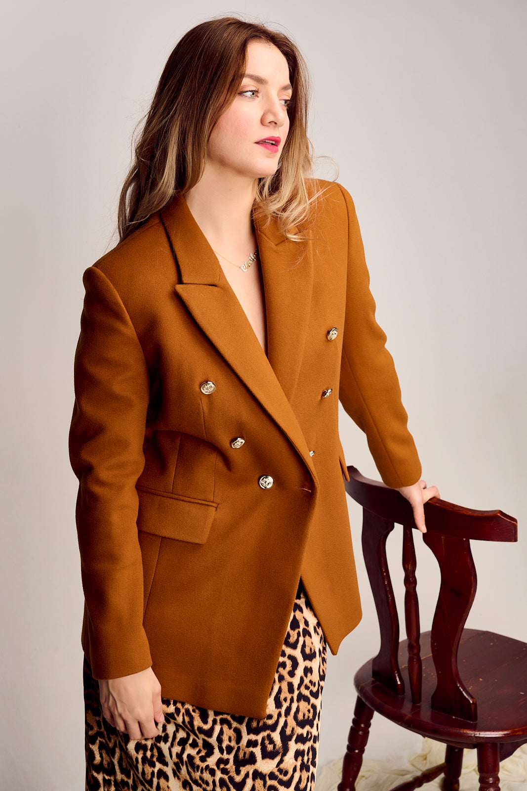 VESTE BOUTONS DORE MARRON