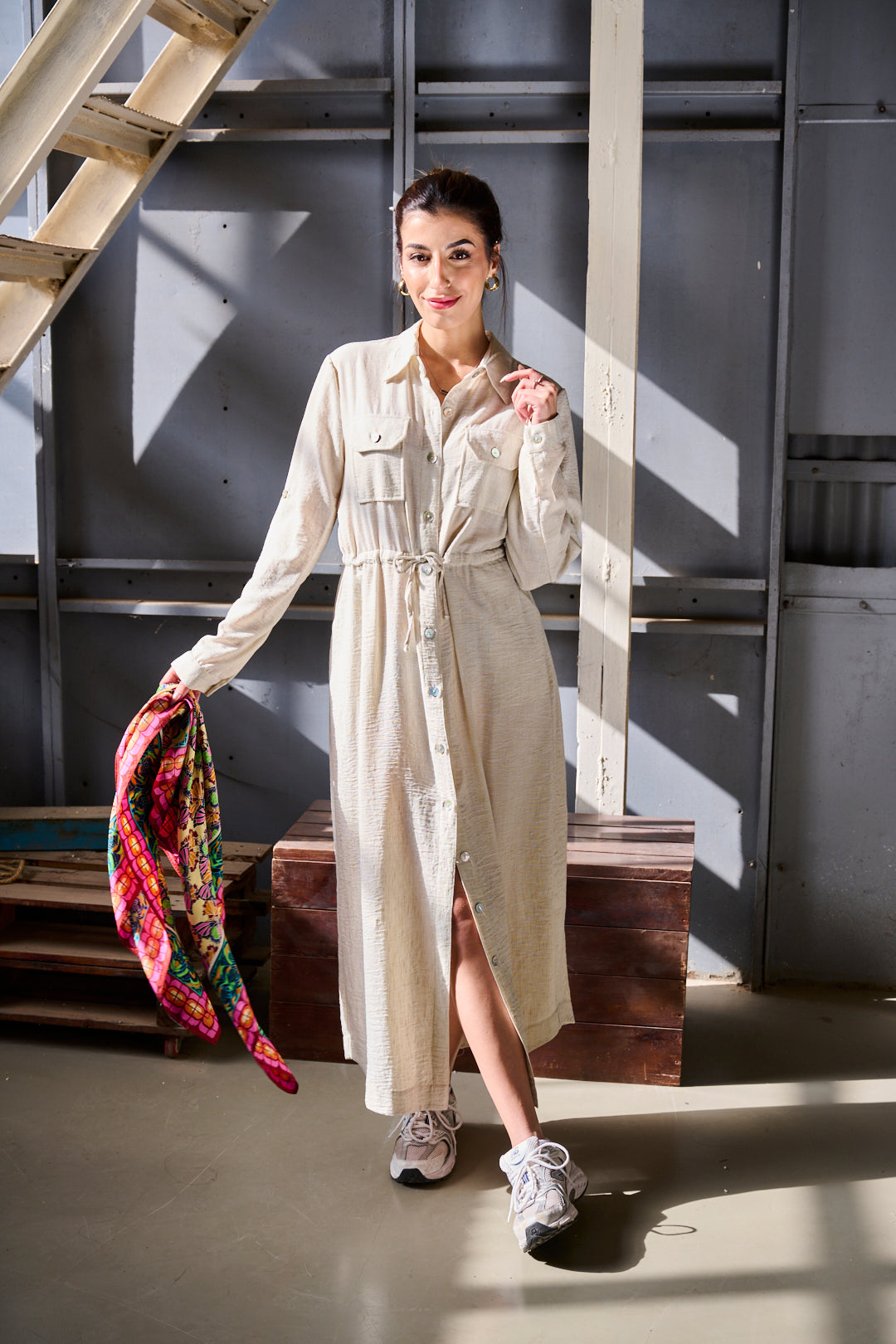 ROBE EN LIN CORDON